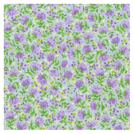 Tissu patchwork fleuris fond bleu ciel - 15582