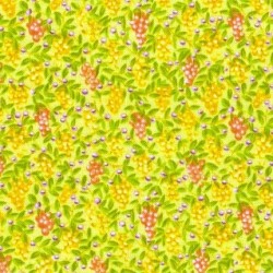 Tissu patchwork fruits fond jaune vert - 15587