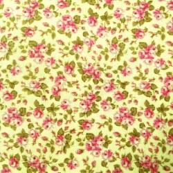 Tissu patchwork fleuris sur fond jaune - 15589