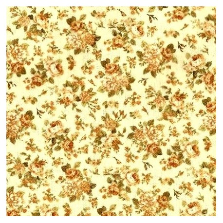 Tissu patchwork fleuris fond écru  - 15598