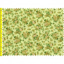 Tissu patchwork fleuris fond vert  - 15599