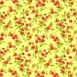 Tissu patchwork fleuris fond jaune - 15607