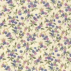 Tissu patchwork fleuris fond parme - 15608