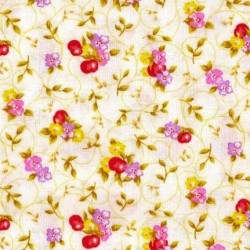 Tissu patchwork fleurs et fruits fond clair - 15625