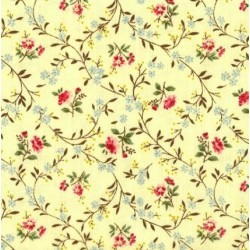 Tissu patchwork fleuris jaune clair - 13658