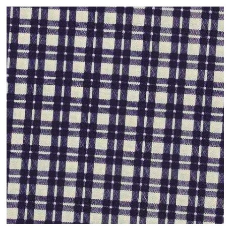 Tissu patchwork à carreaux bleu marine et blanc - 13697