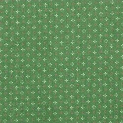 13683-fond vert amande, cercles lilas et trèfles blancs - 13683