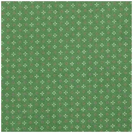13683-fond vert amande, cercles lilas et trèfles blancs - 13683