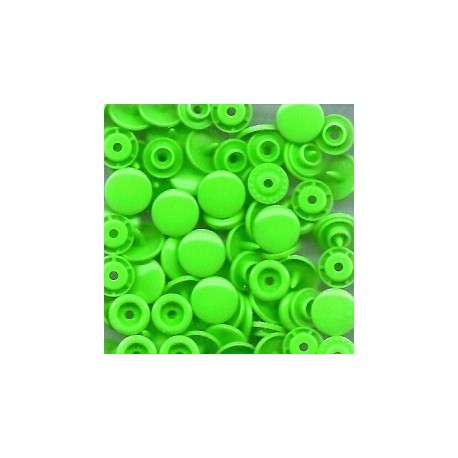 Pressions plastiques ronds vert fluo T5 12.4mm pour pince KAM 