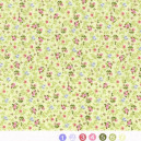 Tissu patchwork fleuris sur vert clair  - 18014