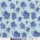 Tissu patchwork fleuris sur fond bleu  - 18019