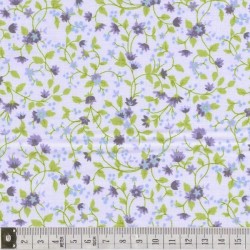 Tissu patchwork fleuris sur fond parme  - 18027