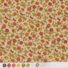 Tissu patchwork fleurs et fruits sur fond orange clair  - 18032