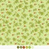 Tissu patchwork fleuris sur fond vert clair  - 18037