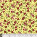 Tissu patchwork fleuris rouge sur fond jaune  - 18041