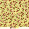 Tissu patchwork fleuris rouge sur fond jaune  - 18041