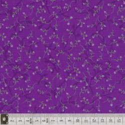 Tissu patchwork fleurs et volutes sur fond violet  - 18048